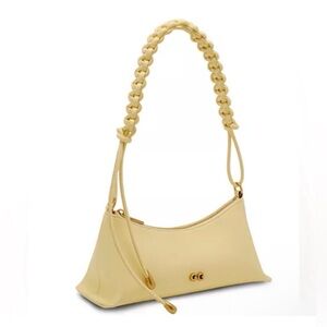 NEW | CULT GAIA OSA SHOULDER BAG LEATHER + MACRAME BRAIDED HANDLE in BUTTERCREAM